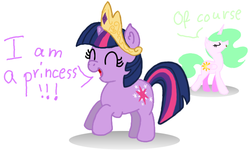 Size: 660x440 | Tagged: safe, artist:zoevulpez, princess celestia, twilight sparkle, g4, accessory swap, cute, dialogue, female, filly, filly twilight sparkle, hilarious in hindsight, twiabetes, twilight wants to be a princess, younger