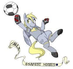 Size: 900x850 | Tagged: artist needed, safe, derpy hooves, pegasus, pony, g4, 4chan cup, ball, clothes, female, football, goalkeeper, jersey, mare, safest hooves, short-sleeved goalkeeper jersey, solo
