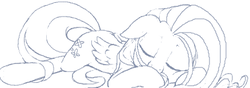 Size: 438x154 | Tagged: safe, artist:stoic5, fluttershy, pegasus, pony, g4, female, flockdraw, floppy ears, grayscale, lowres, mare, monochrome, prone, sleeping, solo