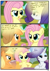 Size: 1741x2500 | Tagged: safe, artist:pyruvate, applejack, fluttershy, rarity, comic:the usual, g4, comic