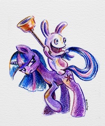 Size: 623x749 | Tagged: safe, artist:maytee, twilight sparkle, g4, crossover, plunger, rabbid, rabbids, rabbids invasion, rayman, rayman raving rabbids, traditional art, twilight sparkle is not amused