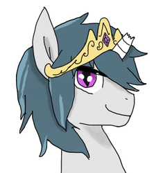 Size: 336x358 | Tagged: safe, oc, oc only, pony, unicorn, broken horn, crown, horn, male, princess, solo, stallion