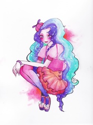 Size: 2552x3432 | Tagged: safe, artist:sparkling-dusk, whizzer, human, g1, female, humanized, solo, traditional art, watercolor painting