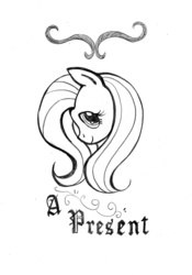 Size: 800x1144 | Tagged: safe, artist:10307, fluttershy, g4, cover, doujin, female, monochrome, preview, solo