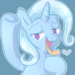 Size: 1280x1280 | Tagged: safe, artist:sion, trixie, pony, unicorn, g4, female, heart, mare, solo, tongue out