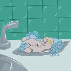 Size: 1000x1000 | Tagged: safe, artist:thealmightydove, oc, oc only, oc:dove, object pony, original species, soap pony, bubble, cute, ocbetes, ponified, sleeping, soap, solo