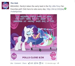 Size: 517x454 | Tagged: safe, rarity, g4, facebook, favorite pony poll, poll, text, the hub