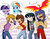 Size: 900x695 | Tagged: safe, philomena, rainbow dash, spike, twilight sparkle, human, phoenix, g4, dragon shiryu, pegasus seiya, phoenix ikki, saint seiya, unicorn jabu