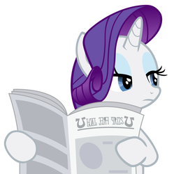 Size: 893x895 | Tagged: safe, rarity, g4, female, implied facehoof, implied facepalm, newspaper, reading, simple background, solo, vector, white background