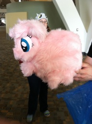 Size: 1936x2592 | Tagged: safe, artist:ketika, oc, oc only, oc:fluffle puff, human, bronycon, convention, fluffle puff plushie, irl, looking down, photo, plushie