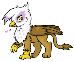 Size: 408x340 | Tagged: safe, artist:sunset-umbreon, gilda, griffon, g4, chest fluff, female, heart, looking at you, raised claw, simple background, solo, white background