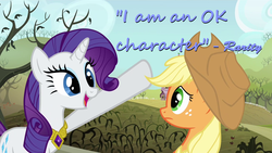 Size: 1280x720 | Tagged: safe, edit, edited screencap, screencap, applejack, rarity, g4, magical mystery cure, inspirational, quote
