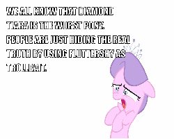 Size: 1280x1024 | Tagged: safe, diamond tiara, g4, female, gif, non-animated gif, op is trying to start shit, opinion, solo, trollbait, worst pony
