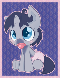 Size: 796x1032 | Tagged: safe, artist:cuddlehooves, oc, oc only, oc:lea, pony, baby, baby pony, diaper, foal, pacifier, poofy diaper, solo