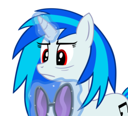 Size: 4000x3627 | Tagged: safe, dj pon-3, vinyl scratch, pony, unicorn, g4, female, glasses, glowing horn, horn, levitation, magic, mare, reaction image, red eyes, simple background, solo, sunglasses, telekinesis, transparent background, vector