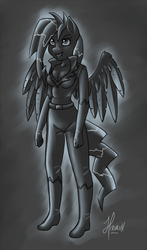 Size: 700x1187 | Tagged: safe, artist:hirurux, oc, oc only, oc:blueball blitz, pegasus, anthro, anthro oc, shadowbolts, solo