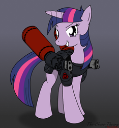 Size: 830x888 | Tagged: safe, artist:sandwich-anomaly, twilight sparkle, pony, unicorn, g4, armor, brotherhood of nod, command and conquer, crossover, female, flame tank, flamethrower, mare, solo, unicorn twilight, weapon