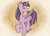 Size: 2292x1667 | Tagged: safe, artist:inkwell, twilight sparkle, alicorn, pony, g4, canterlot castle, castle, female, looking back, mare, okami, raised hoof, solo, spread wings, style emulation, twilight sparkle (alicorn), wings