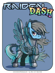 Size: 600x800 | Tagged: safe, artist:oabnormal, rainbow dash, g4, crossover, female, konami, metal gear, pun, raiden, solo