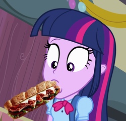 Size: 1121x1080 | Tagged: safe, edit, twilight sparkle, equestria girls, g4, female, sandwich, solo