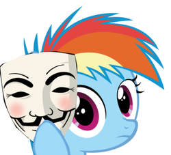 Size: 400x363 | Tagged: safe, rainbow dash, g4, female, guy fawkes, guy fawkes mask, imageboard, mask, solo