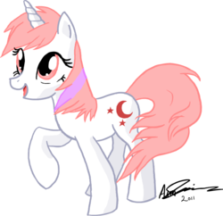 Size: 745x722 | Tagged: safe, artist:omg-chibi, baby moondancer, pony, unicorn, g1, g4, female, g1 to g4, generation leap, horn, signature, simple background, solo, transparent background