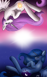 Size: 792x1296 | Tagged: safe, artist:lilmisswaffles, princess celestia, princess luna, g4, sisters