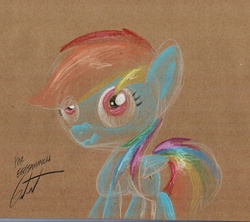 Size: 922x820 | Tagged: safe, artist:getchanoodlewet, rainbow dash, g4, female, scrunchy face, solo, traditional art