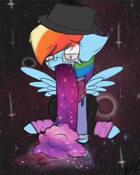 Size: 800x1000 | Tagged: safe, artist:8-blit-poni, rainbow dash, g4, clothes, fashion, female, glasses, hipster, solo, the cosmos, vomit