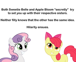 Size: 485x401 | Tagged: safe, apple bloom, sweetie belle, g4, hilarity ensues, text