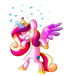 Size: 794x910 | Tagged: safe, artist:batlover800, princess cadance, alicorn, pony, g4, bipedal, female, glare, gritted teeth, heart, magic, simple background, solo, spread wings, white background, wide eyes