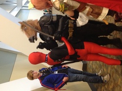 Size: 3264x2448 | Tagged: safe, human, bronycon, batman, cosplay, deadpool, irl, irl human, photo