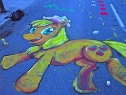 Size: 1280x960 | Tagged: safe, artist:yahualli, applejack, human, g4, irl, irl human, photo, solo, street art