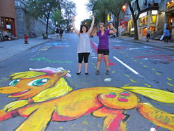 Size: 1280x960 | Tagged: safe, artist:yahualli, applejack, human, g4, chalk, glasses, irl, irl human, photo, street art