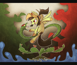 Size: 1024x866 | Tagged: dead source, safe, artist:thenecrobalam, oc, oc only, oc:tailcoatl, pony, snake, aztec, bronymexicon, duo, flag, mexico, nation ponies, ponified