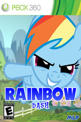 Size: 896x1338 | Tagged: safe, artist:flare-chaser, rainbow dash, g4, 360, crossover, female, fence, game, parody, smiling, solo, sonic 06, sonic the hedgehog (series), video game, xbox, xbox 360