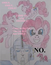 Size: 600x767 | Tagged: safe, pinkie pie, g4, crossover, traditional art, transformers, transformers prime, ultra magnus