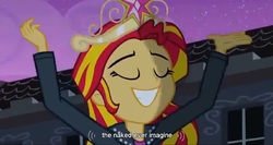 Size: 1579x841 | Tagged: safe, screencap, sunset shimmer, equestria girls, g4, my little pony equestria girls, female, meme, smiling, solo, youtube caption, youtube link