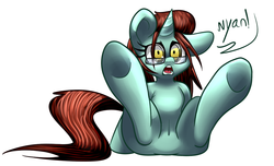 Size: 1280x776 | Tagged: safe, artist:extradan, oc, oc only, oc:kneaded rubber, belly button, solo, underhoof