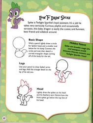 Size: 725x961 | Tagged: safe, spike, dragon, g4, my little pony: i love to draw!, how to draw, male, solo, text, tutorial