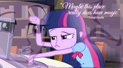 Size: 1274x704 | Tagged: safe, twilight sparkle, equestria girls, g4, my little pony equestria girls, faic, inspirational, inverted mouth, keyboard, quote, text