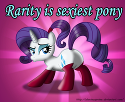 Size: 2334x1905 | Tagged: safe, artist:aleximusprime, rarity, pony, unicorn, g4, alternate hairstyle, butt, clothes, duckface, featureless crotch, female, high ponytail, plot, ponytail, presenting, socks, solo