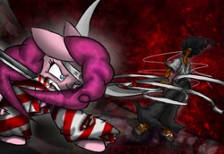 Size: 1078x742 | Tagged: safe, pinkie pie, g4, afro samurai, crossover, sword