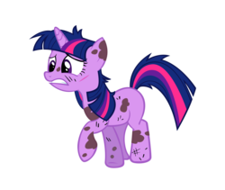 Size: 10000x8438 | Tagged: safe, artist:alexpony, twilight sparkle, pony, unicorn, g4, it's about time, absurd resolution, blank flank, dirty, female, mare, nervous, raised hoof, scar, simple background, solo, transparent background, unicorn twilight, vector