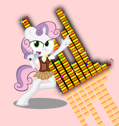 Size: 2949x3117 | Tagged: safe, artist:hells-edge, sweetie belle, anthro, unguligrade anthro, g4, female, microphone, music notes, solo