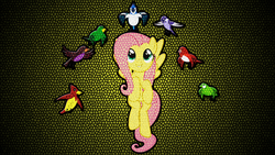 Size: 1920x1080 | Tagged: safe, artist:dalekstugaming, fluttershy, bird, pegasus, pony, g4, female, mare, solo, vector, wallpaper