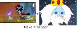 Size: 1300x500 | Tagged: safe, king sombra, g4, adventure time, exploitable meme, holly jolly secrets, ice king, make it happen, male, meme, simon petrikov