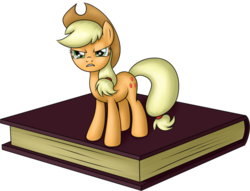 Size: 1022x781 | Tagged: safe, artist:skorpionletun, applejack, g4, appletini, book, female, micro, simple background, solo, transparent background