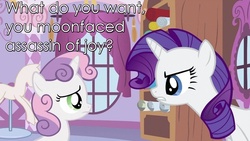 Size: 994x559 | Tagged: safe, rarity, sweetie belle, g4, babylon 5, image macro, photoshop, quote, text