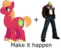 Size: 1140x900 | Tagged: safe, big macintosh, earth pony, pony, g4, exploitable meme, fatal fury, king of fighters, make it happen, male, meme, missing accessory, snk, stallion, terry bogard